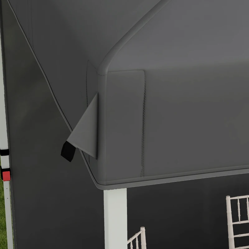 Outsunny Carpa Plegable de Jardín de 2,5x2,5 m con Altura Ajustable Anti-UV con 1 Pared Lateral y Bolsas de Arena Gris Oscuro