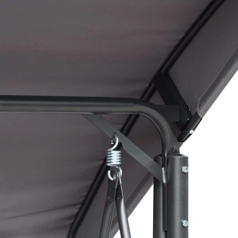 Outsunny Baloiço de 3 Lugares para Jardim ou Varanda com Toldo Ajustável e Bolsos Laterais 196x128x172 cm Cinzento Escuro