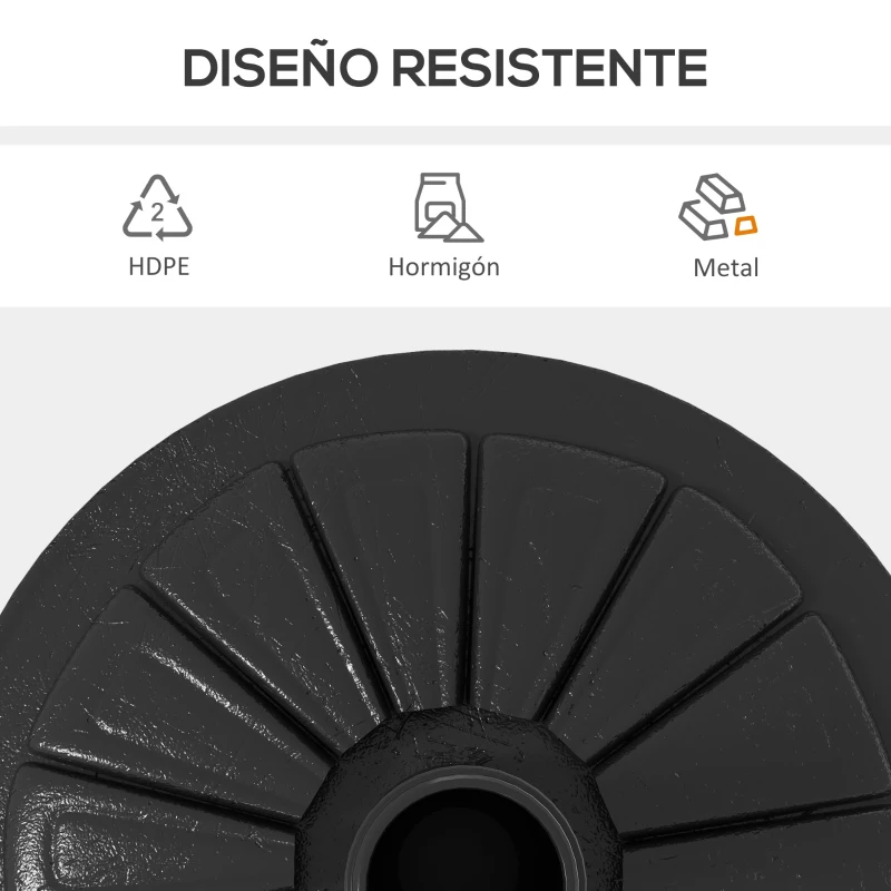 Outsunny Base para Sombrilla de HDPE Rellenable de Cemento Peso 13 kg para Postes de Parasol de Ø38/48 mm Ø43x32 cm Negro