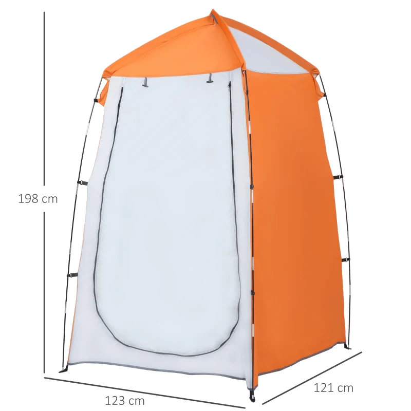 Outsunny Tienda de Ducha Camping Portátil UV25+ Tienda de Privacidad Tienda Instantánea para Baño Vestuario Cambiador Inodoro con Ventana Bolsillo y Bolsa de Transporte 123x121x198 cm Naranja