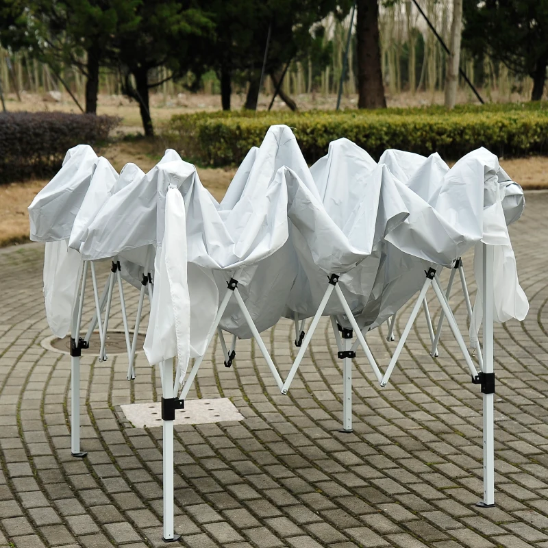 Outsunny Carpa Plegable 2,4x2,4m Cenador de Jardín Impermeable Diseño Pop Up de Acero y Cubierta de Tela Oxford Gazebo para Exterior Blanco