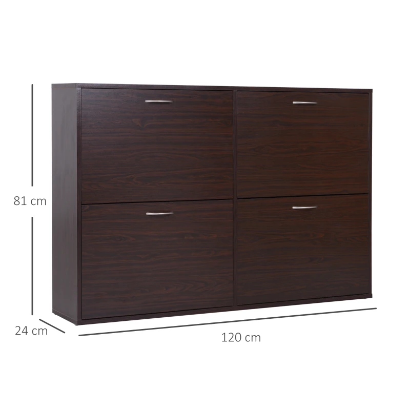 Homcom Pantofar 120×24×81 cm – Rafturi Reglabile, PAL Maro(m-3)