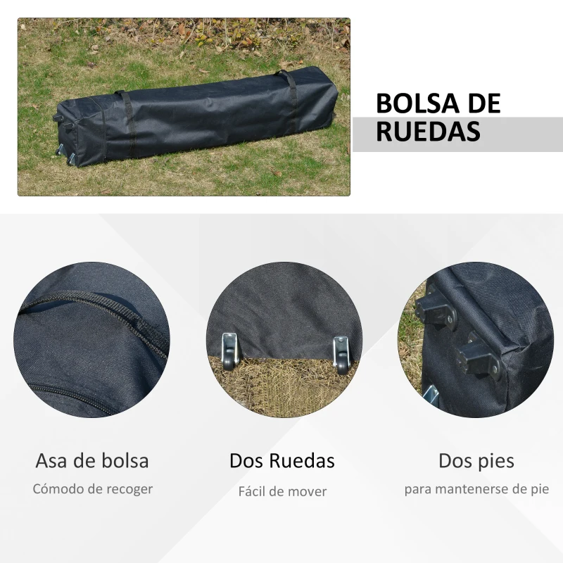 Outsunny Carpa Plegable 3,85x3,85 m con Doble Techo Altura Ajustable y Bolsa de Transporte Impermeable Anti-UV Caqui y Café