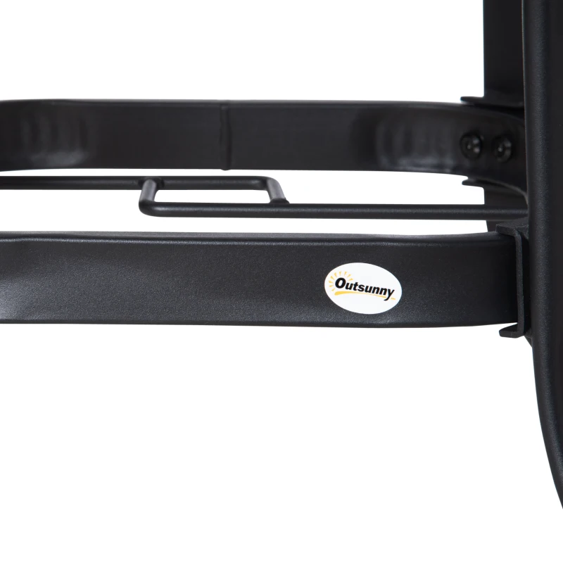 Outsunny Mesa de Cristal de Jardín con Agujero para Sombrilla Mesa para Comer Redonda con Marco de Acero para Exterior Terraza Balcón  Ø106,5x71 cm Negro