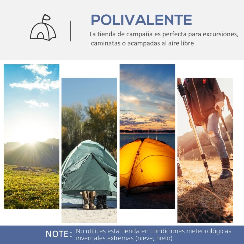Outsunny Carpa Portátil de Camping para 6-8 Personas con 4 Mosquiteros Gancho y Bolsa Anti-UV 350x350x230 cm Blanco y Azul