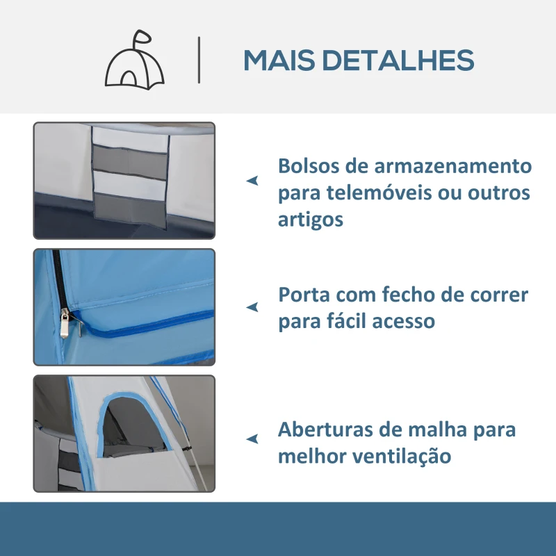 Outsunny Tenda de Campismo Familiar para 4-5 Pessoas com 2 Quartos 2 Bolsos e Janelas com Malha Impermeável 400x275x210 cm Cinza
