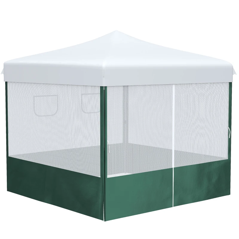 Outsunny Cenador de Jardín 3x3 m con Paredes Laterales Altura Ajustable Anti-UV Impermeable y Bolsa de Transporte Blanco y Verde