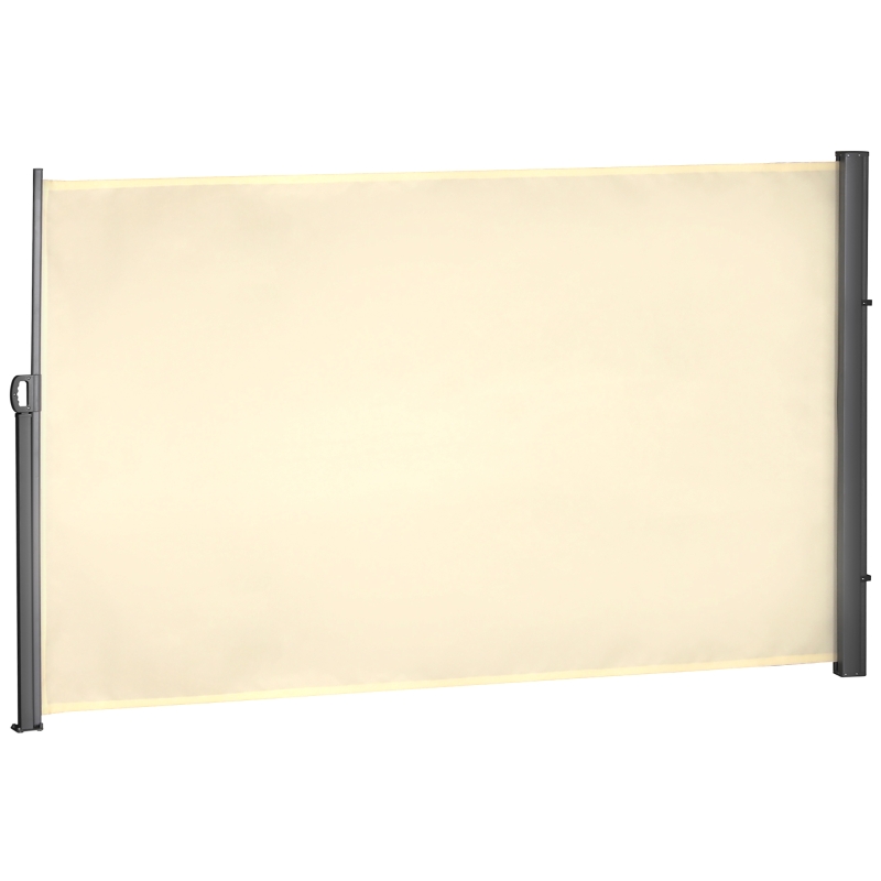 Outsunny Toldo Lateral Retráctil 300x180cm Pantalla Enrollable Mampara de Privacidad y Protección Solar para Balcón Terraza Crema