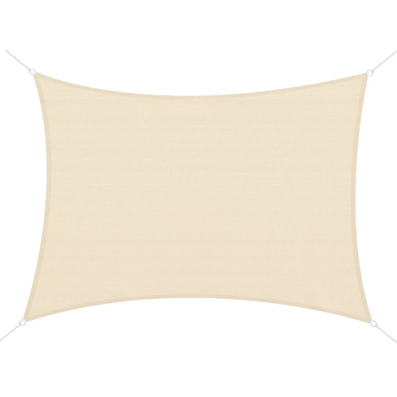 Outsunny Toldo Vela Rectangular 4x6 m con Anti-UV Anillas de Acero Inoxidable y Cuerdas de Nylon para Jardín Patio Crema