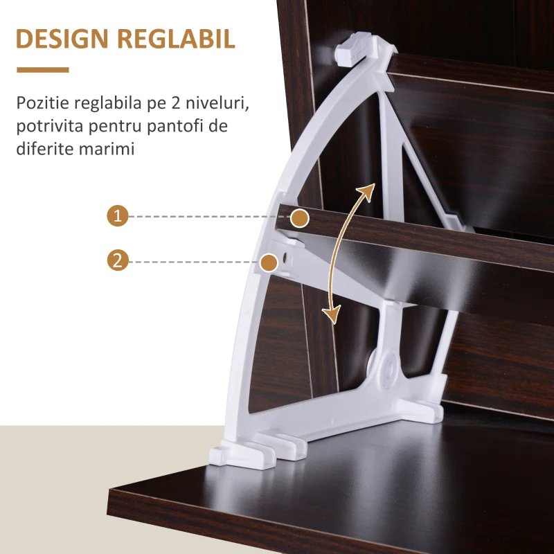 Homcom Pantofar 120×24×81 cm – Rafturi Reglabile, PAL Maro(m-5)