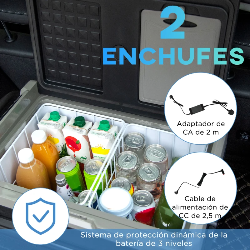 Outsunny Nevera Compresor Portátil 60L Nevera Portátil Eléctrica para Coche Congelador CC 12V/24V hasta -20℃ con Pantalla LED Táctil Asa Retráctil Ruedas para Camping Viajes 71,1x46x57,1 cm Negro