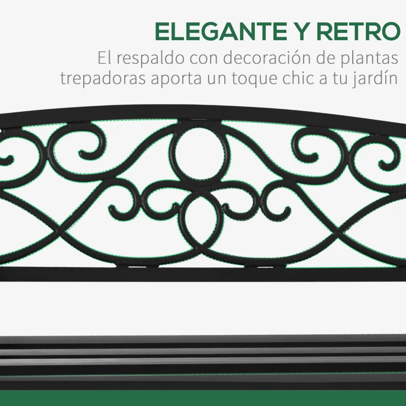 Outsunny Banco de Jardín de 2 Plazas con Respaldo y Reposabrazos Estilo Vintage para Terraza Balcón Patio Exterior Carga 240 kg Hierro Fundido y Acero 128x58,5x85 cm Negro