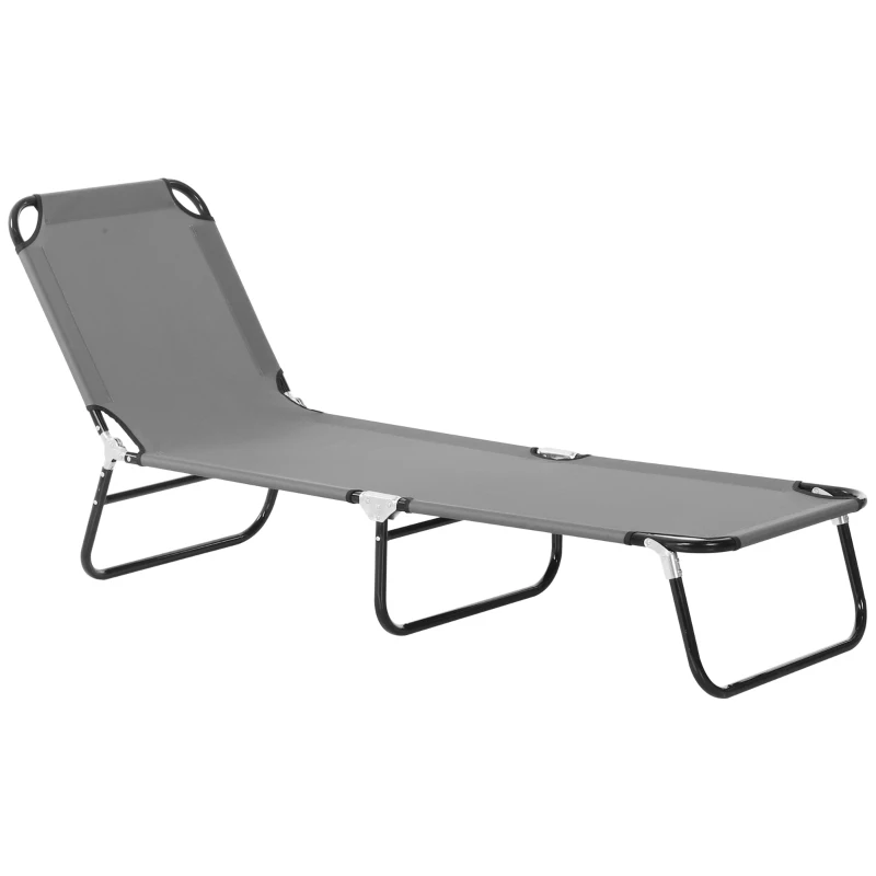 Outsunny Tumbona Plegable Reclinable con Ángulo Ajustable de 5 Posiciones para Jardín Exterior Piscina Terraza Camping Carga 120 kg 188x56x28 cm Gris