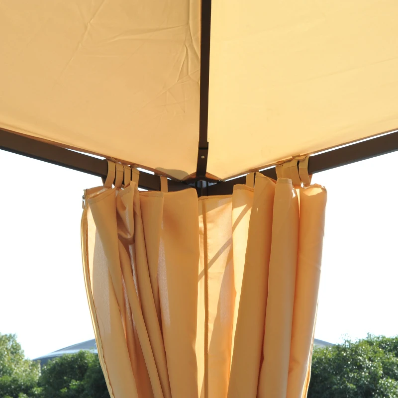 Outsunny Cenador de Jardín 3x3m Gazebo con Doble Techo 4 Cortinas Laterales Mejor Ventilación Exterior Espacioso para Fiesta Eventos Barbacoa Beige