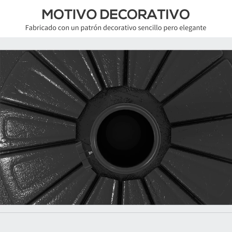 Outsunny Base para Sombrilla de HDPE Rellenable de Cemento Peso 13 kg para Postes de Parasol de Ø38/48 mm Ø43x32 cm Negro