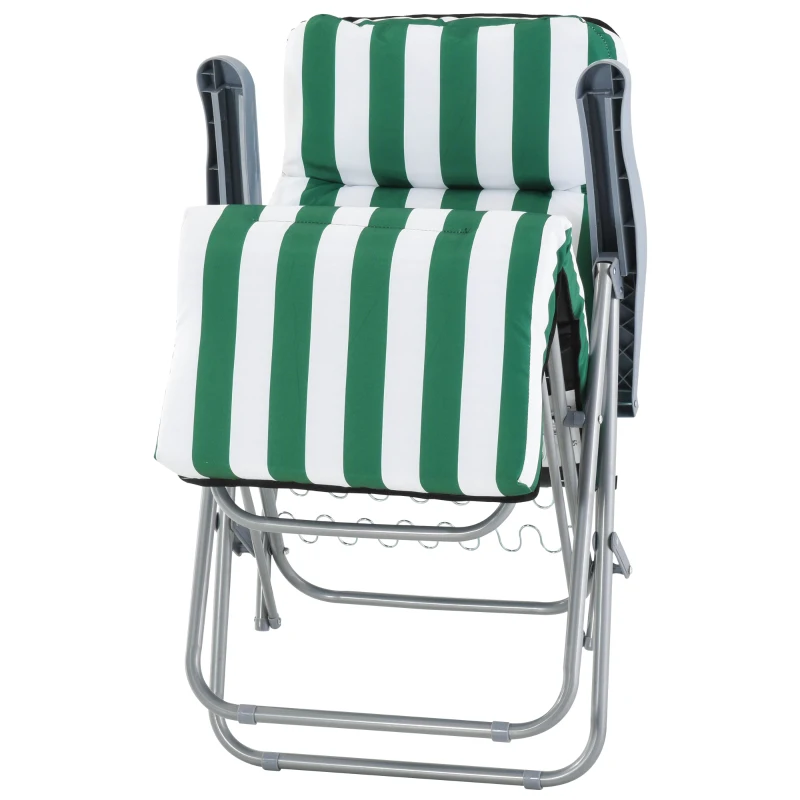 Outsunny Gartenliegen 2er-Set klappbar mit Auflagen 60 x 75 x 102 cm Stahl Grün+WeiB