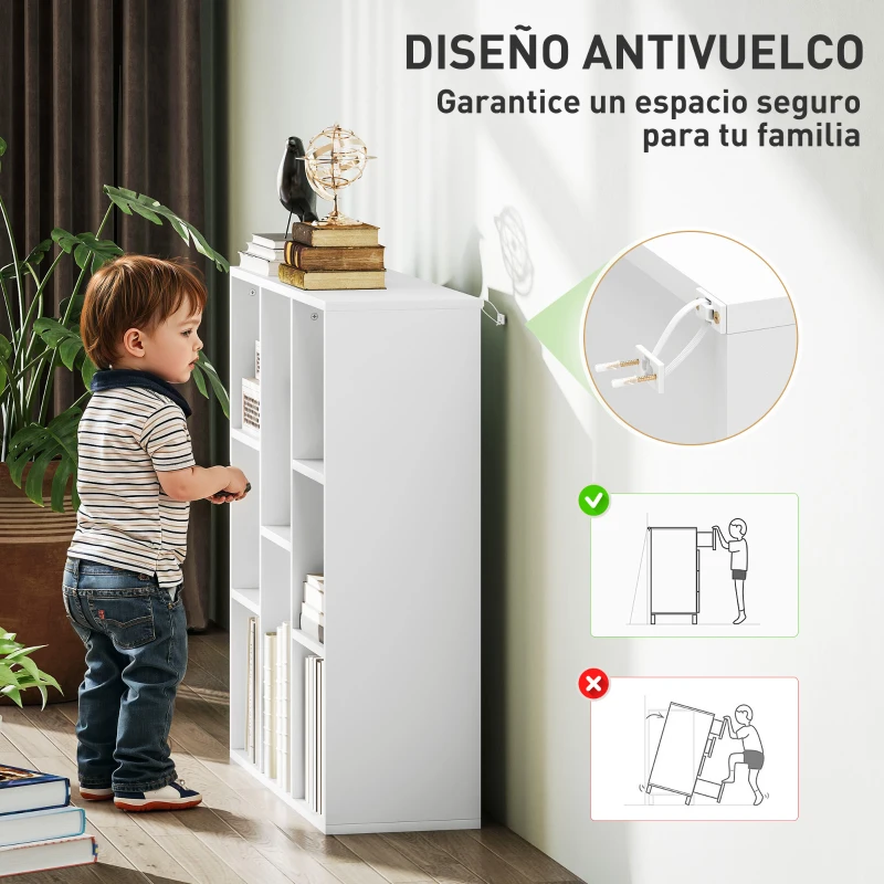 HOMCOM Estantería de Almacenaje con 8 Compartimentos Diseño Vertical u Horizontal para Libros Decoración 74,3x24x80 cm Blanco