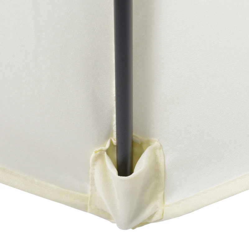 Outsunny Parasol de Terraza con Mástil de Aluminio Techo de Ventilación y Poste Desmontable Impermeable para Patio Beige