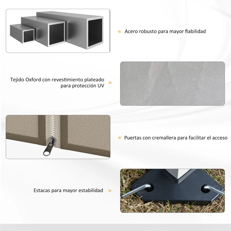 Outsunny Cenador de Jardín 3x3 m con Mosquiteras Anti-UV Marco de Acero y Bolsa de Transporte para Patio Terraza Fiesta Beige