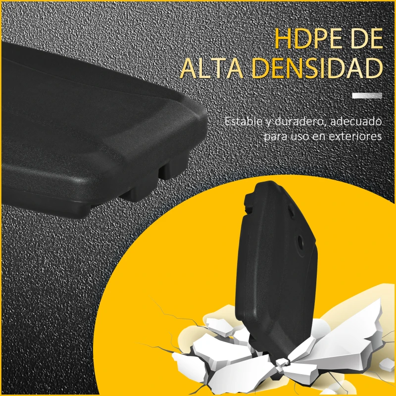 Outsunny Base de Sombrilla con 2 Ruedas Rellenable de Agua 60 kg Arena 68 kg o Mixto 75 kg 80x60x17 cm Negro