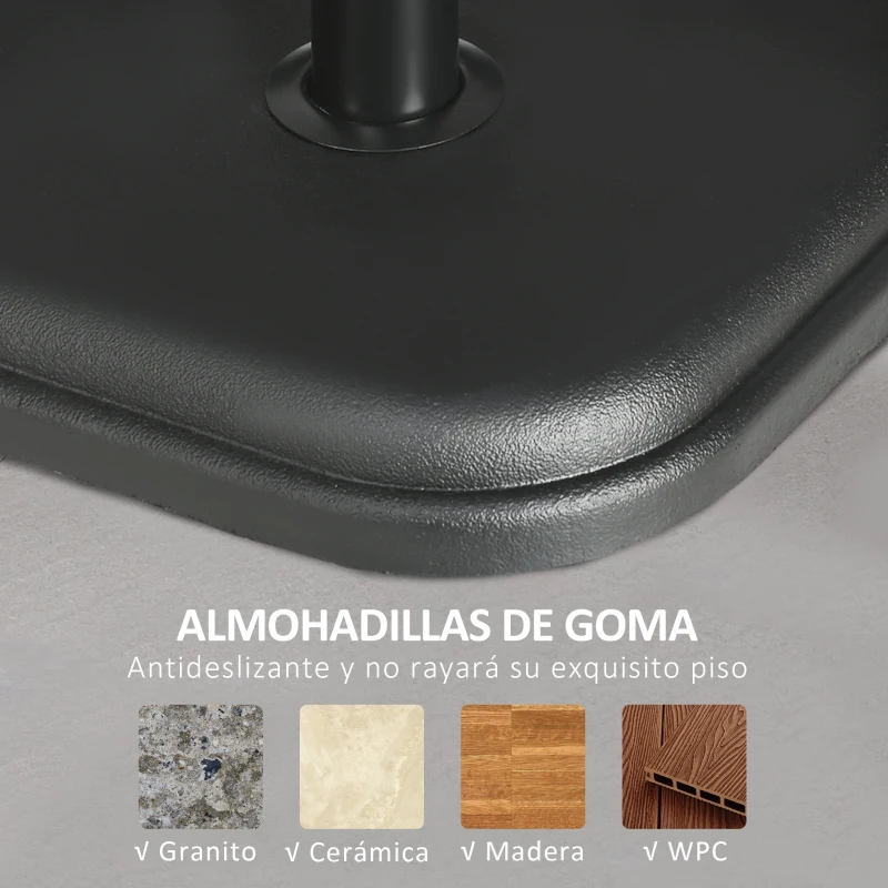 Outsunny Base de Sombrilla de Jardín Peso 11 kg Soporte para Parasol Pie de Parasol para Mástil de Ø32-38 mm 36x36x31 cm Negro