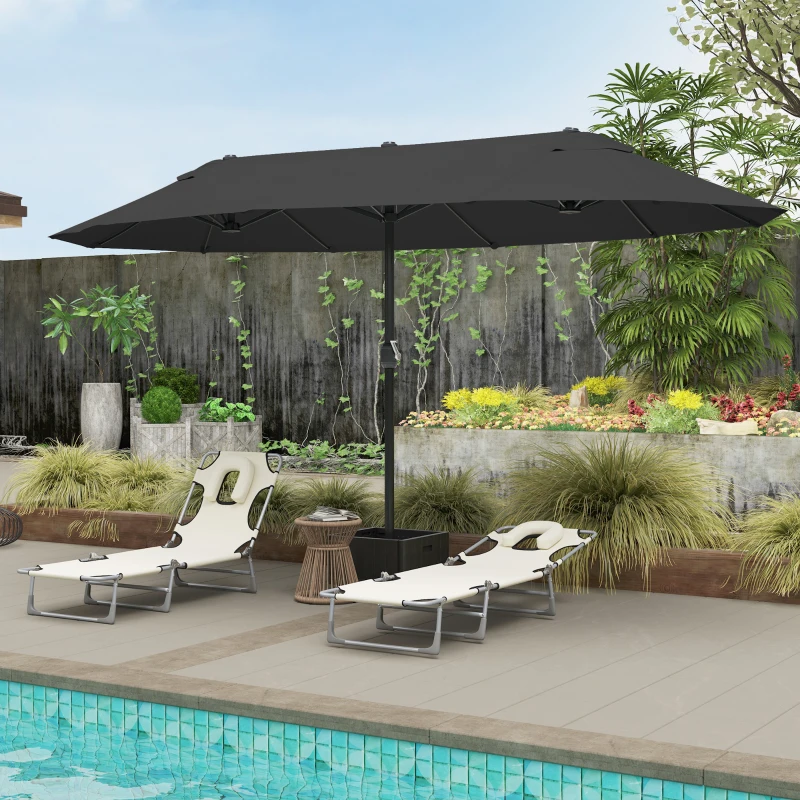 Outsunny Tumbona Reclinable y Plegable de Jardín con Orificio de Lectura Reposacabezas y Respaldo Ajustable en 5 Niveles para Playa 182x56x28 cm Beige