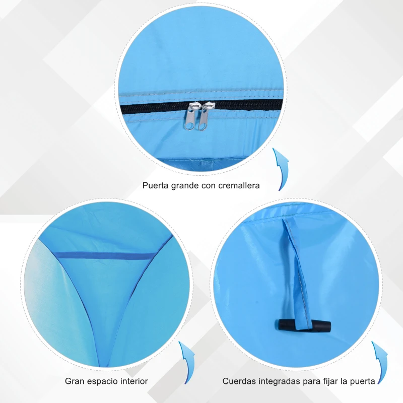 Outsunny Tienda de Ducha Pop Up con Protección UV Techo Impermeable y Asa para Camping Playa 100x100x185 cm Azul