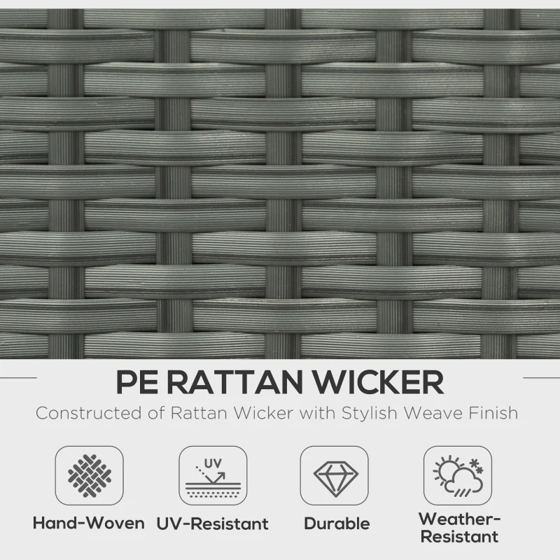 Outsunny Six-piece Outdoor Rattan Dining Set, Outdoor Sofa Set with Reclining Armchairs and Mental Frame, Grey