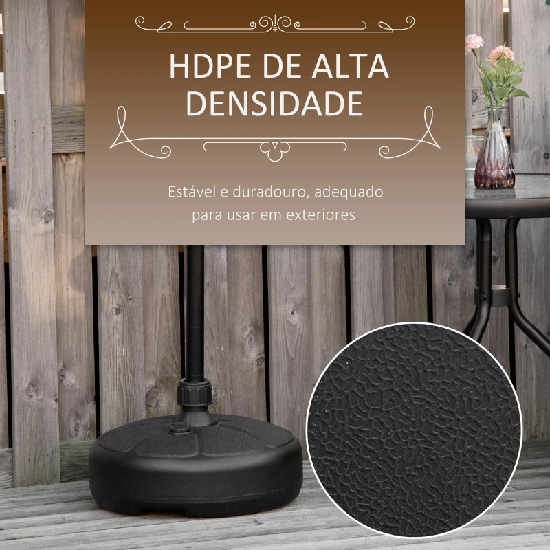 Outsunny Base de Sombrilla Rellenable de Agua 13 kg o Arena 19 kg Soporte de Parasol Redondo Apto Postes de Ø32-38 mm para Jardín Patio Terraza Ø38x21,5 cm Negro