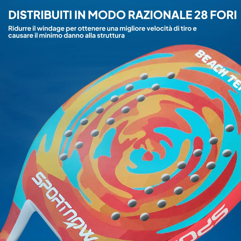 SPORTNOW Racchetta da Beach Tennis in Fibra di Carbonio con Impugnatura Antiscivolo e Borsa di Trasporto, Giallo