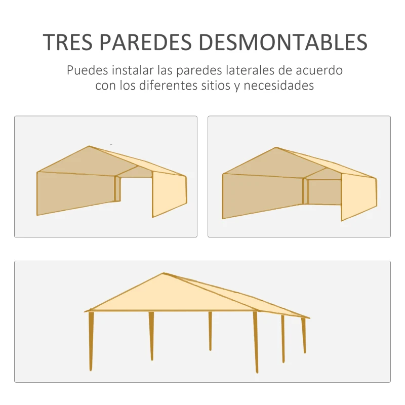 Outsunny Carpa de Jardín 6x3m con 4 Paredes Laterales y 2 Ventanas Visibles Cenador Gazebo de Exterior para Fiestas Eventos Verde