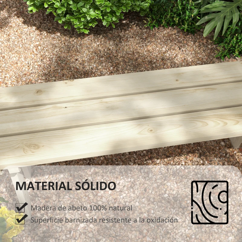 Outsunny Banco de Madera de 2 Plazas Carga 220 kg Banco de Exterior para Jardín Patio Terraza 130x38x45 cm Natural