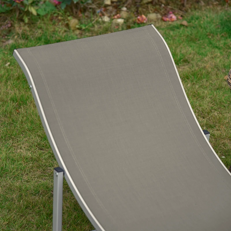 Outsunny Conjunto de 2 Tumbonas de Jardín Tumbonas Plegables con Marco de Aluminio Texteline para Piscina Patio 165x61x63 cm Gris