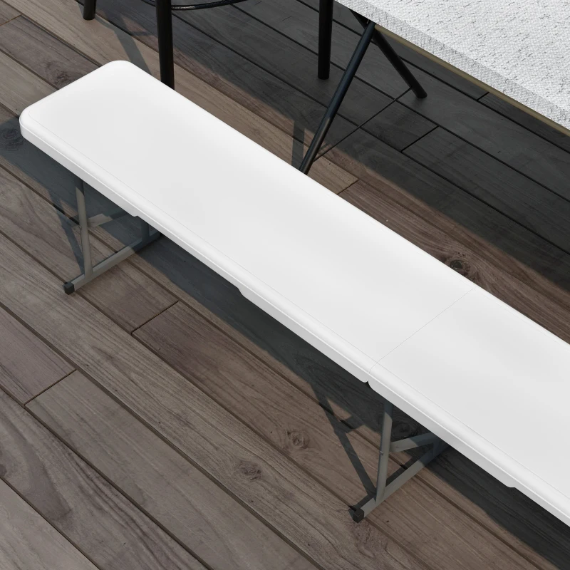 Outsunny Banco Exterior Plegable de 3 Plazas con Marco de Acero Carga 360 kg para Patio Terraza Balcón Camping 183x28x43cm Blanco