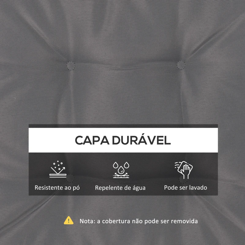 Outsunny Conjunto de Almofadas para Cadeiras de Jantar 42x42x5 cm Jogo de 4 Peças Almofadas para Cadeiras de Jardim Impermeáveis Cinzento