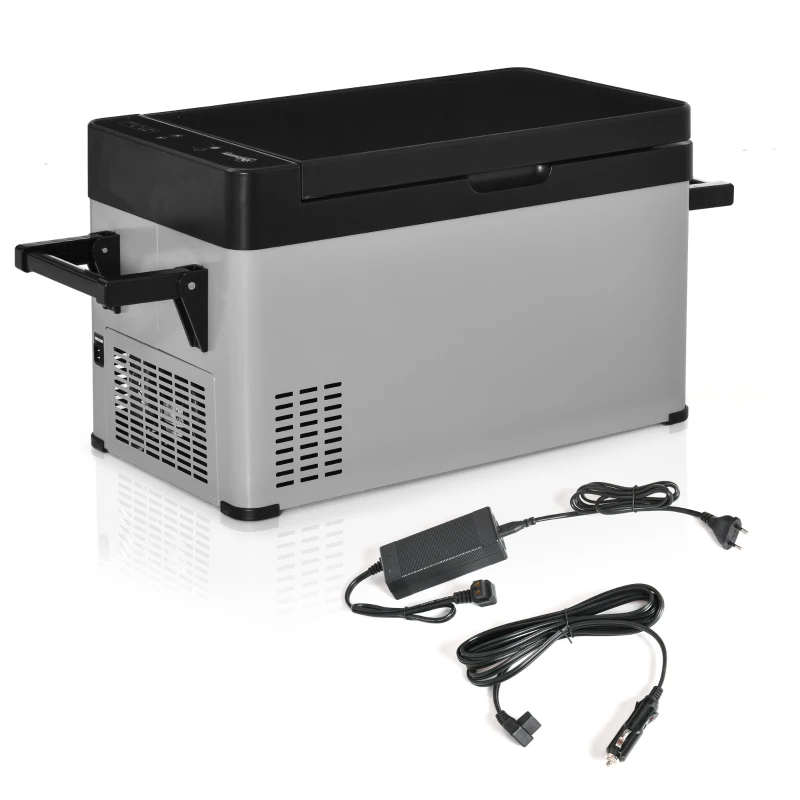 Outsunny Nevera Portátil Compresor 40L Congelador de Coche 12/24V CC hasta -22 ℃ con Pantalla Táctil y Asas Plegables para Barco Camión 67,2x36x40,5 cm Gris y Negro