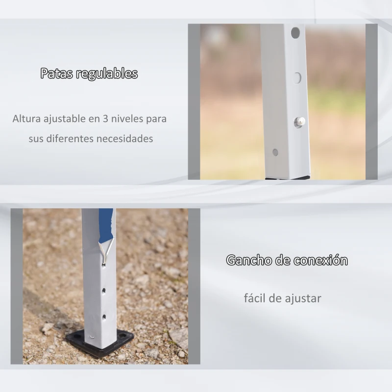 Outsunny Carpa Plegable 6x3 m con Altura Ajustable en 3 Niveles Bolsa de Transporte Anti-UV y Marco de Acero Azul