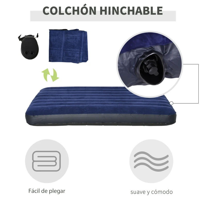 Outsunny Cama Doble de Camping Plegable con Tienda de Campaña 4 en 1 Cama de Campamento Elevada con Colchón Hinchable y Bolsa de Transporte Tela Oxford Acero 193x145x180 cm Verde