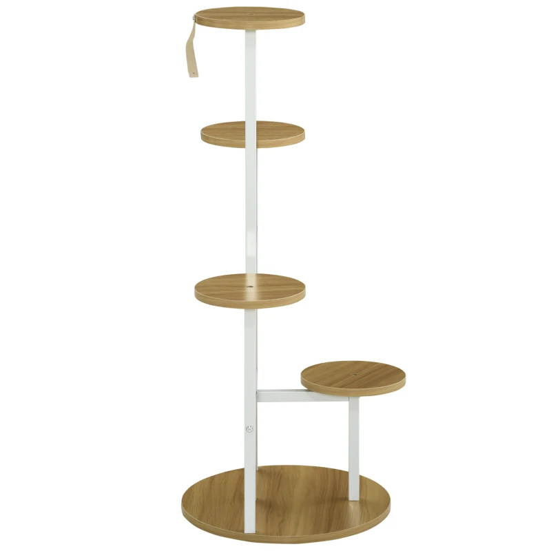 Outsunny Soporte para Plantas de 4 Niveles Estantería para Macetas para Interior y Exterior 40x40x95,5 cm Natural