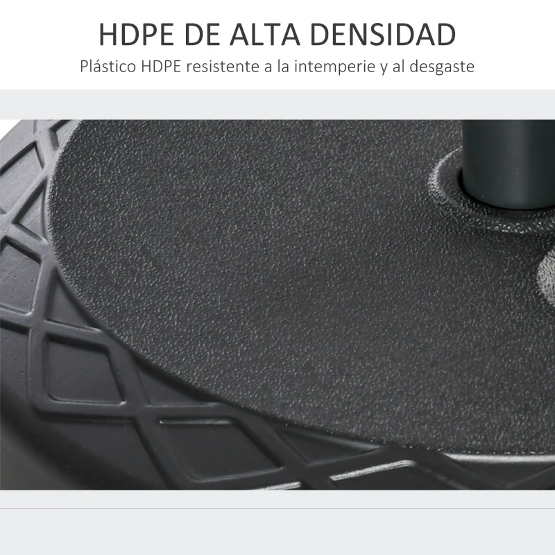 Outsunny Base de Sombrilla Rellenable de Agua 30 kg Soporte de Parasol Redondo Apto para Postes de 38mm 48 mm Metal y Plástico para Jardín Terraza Ø55x38 cm Negro