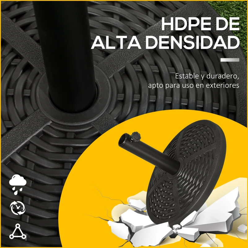 Outsunny Soporte para Parasol con Relleno de Cemento Peso 9,5 kg para Poste de Parasol de Ø38/48 mm Negro