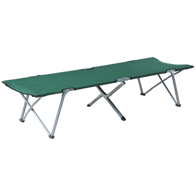 Outsunny Cama de Acampada Plegable con Marco Metálico Carga 136 kg para Playa Senderismo 193x64x40 cm Verde