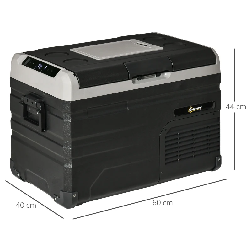 Outsunny Refrigerador de Coche CC 35L 12V/24V hasta -20℃ con Pantalla LED Táctil 2 Asas Laterales 60x40x44cm Negro