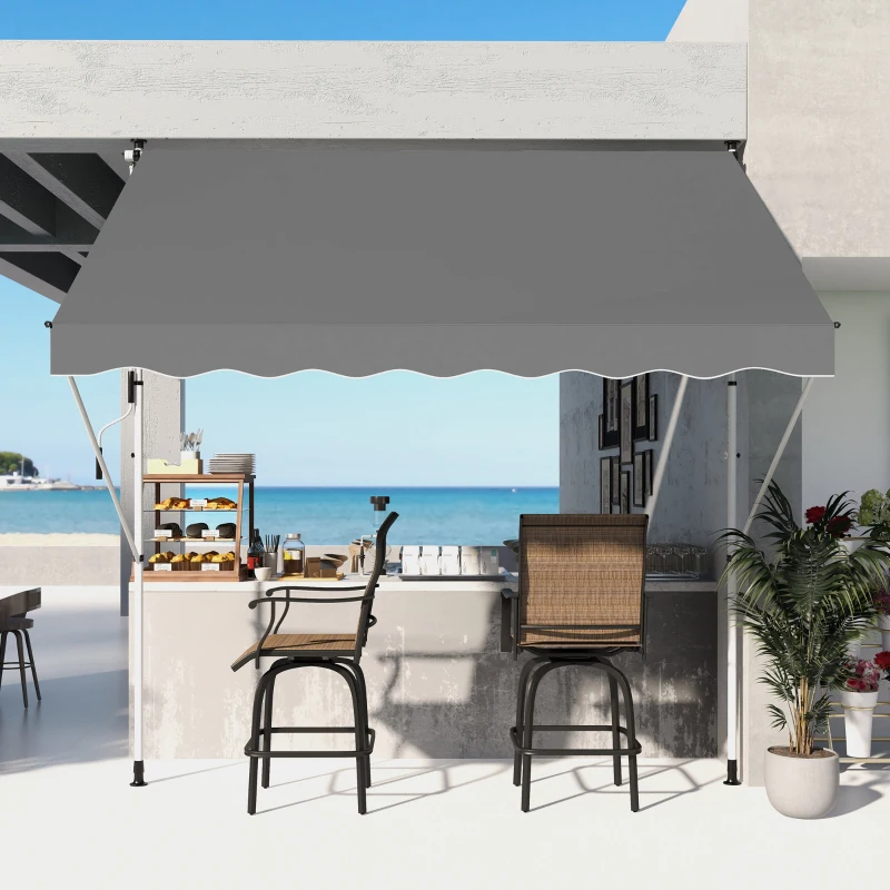 Outsunny Toldo Manual Retráctil 300x150x170-280 cm con Altura Ajustable Manivela y Protección Solar para Terraza Gris