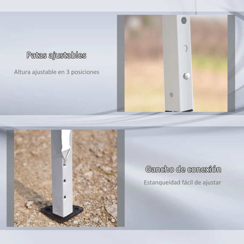 Outsunny Carpa Plegable 6x3 m con Altura Ajustable en 3 Niveles Bolsa de Transporte Anti-UV y Marco de Acero Blanco