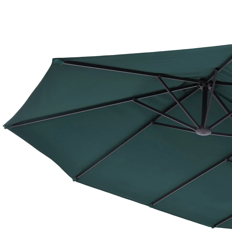 Outsunny Sonnenschirm Gartenschirm Marktschirm Doppelsonnenschirm Terrassenschirm mit Handkurbel Dunkelgrün Oval 460 x 270 x 240 cm