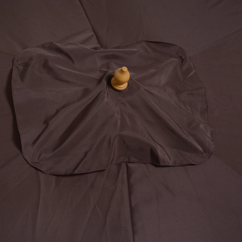 Outsunny Sombrilla Parasol 295x200x255 cm para Jardín Terraza con Mástil de Madera y Toldo de Poliéster 180g/m² Color Café