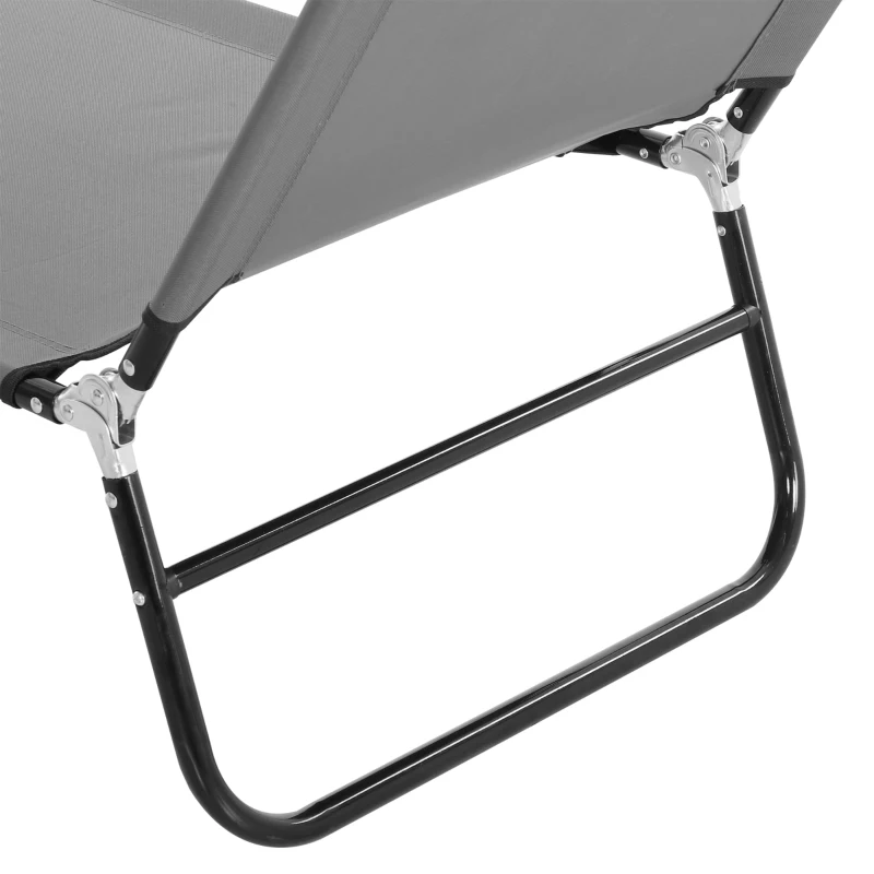 Outsunny Tumbona Plegable Reclinable con Ángulo Ajustable de 5 Posiciones para Jardín Exterior Piscina Terraza Camping Carga 120 kg 188x56x28 cm Gris