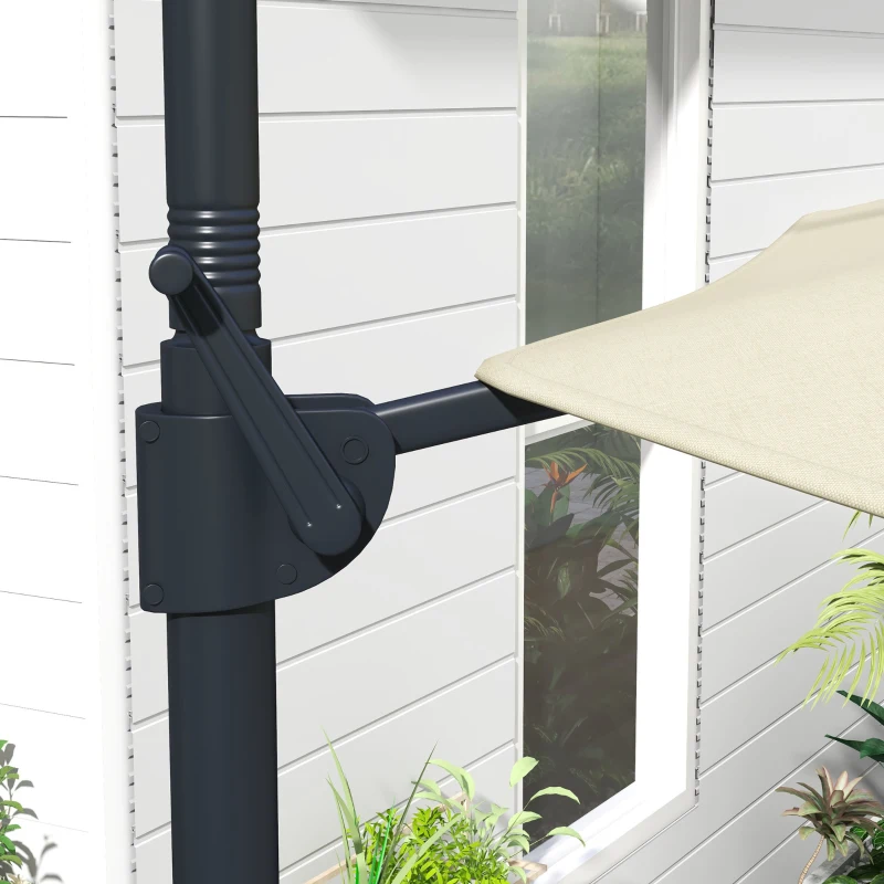 Outsunny Sombrilla de Jardín Ajustable Ø294x242 cm con Poste Giratorio 360° Ángulo de Techo Ajustable y Ventilación Crema