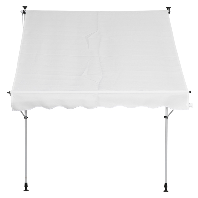 Outsunny Toldo Manual Retráctil 200x150x170-280 cm para Balcón y Terraza con Altura Ajustable con Manivela Blanco